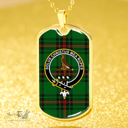 ScottishPlaid Orrock Clan Tartan Dog Tag Necklace - Crest Classic Scottish Plaid Tartan Plaid