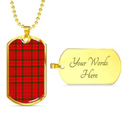 Scottish MacDonnell of Keppoch Modern Clan Tartan Dog Tag Necklace - Classic Scottish Plaid Tartan Plaid
