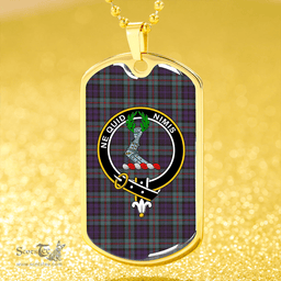 ScottishPlaid MacKinlay #2 Weathered Clan Tartan Dog Tag Necklace - Crest Classic Scottish Plaid Tartan Plaid