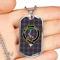 ScottishPlaid MacKinlay #2 Weathered Clan Tartan Dog Tag Necklace - Crest Classic Scottish Plaid Tartan Plaid