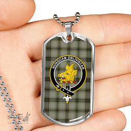 ScottishPlaid MacIver Weathered Clan Tartan Dog Tag Necklace - Crest Classic Scottish Plaid Tartan Plaid