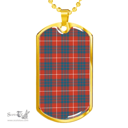 Scottish Hamilton Ancient Clan Tartan Dog Tag Necklace - Classic Scottish Plaid Tartan Plaid