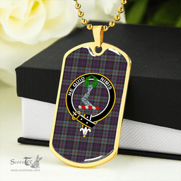 ScottishPlaid MacKinlay #2 Weathered Clan Tartan Dog Tag Necklace - Crest Classic Scottish Plaid Tartan Plaid