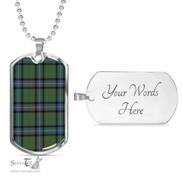 Scottish Cochrane Ancient Clan Tartan Dog Tag Necklace - Classic Scottish Plaid Tartan Plaid