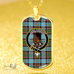 ScottishPlaid Stirling and Bannockburn Ancient Clan Tartan Dog Tag Necklace - Crest Classic Scottish Plaid Tartan Plaid