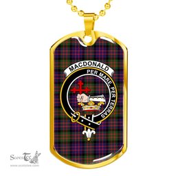 Scottish MacDonald (Clan Donald) Clan Tartan Dog Tag Necklace - Crest Classic Scottish Plaid Tartan Plaid