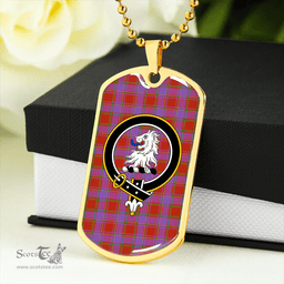 ScottishPlaid Mair Ancient Clan Tartan Dog Tag Necklace - Crest Classic Scottish Plaid Tartan Plaid