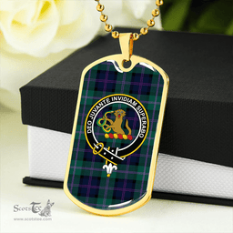 ScottishPlaid MacThomas (Thompson/Thomson) Modern Clan Tartan Dog Tag Necklace - Crest Classic Scottish Plaid Tartan Plaid