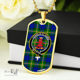 ScottishPlaid Maitland Clan Tartan Dog Tag Necklace - Crest Classic Scottish Plaid Tartan Plaid