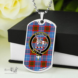 ScottishPlaid Trotter Clan Tartan Dog Tag Necklace - Crest Classic Scottish Plaid Tartan Plaid