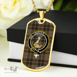 ScottishPlaid Wallace Hunting (Wallas Hunting) Weathered Clan Tartan Dog Tag Necklace - Crest Classic Scottish Plaid Tartan Plaid
