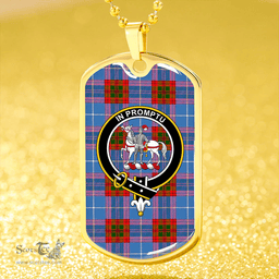 ScottishPlaid Trotter Clan Tartan Dog Tag Necklace - Crest Classic Scottish Plaid Tartan Plaid