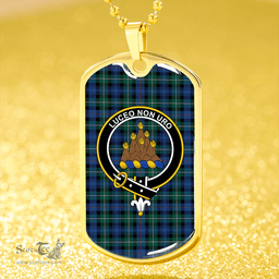 ScottishPlaid MacKenzie Hunting; Green Modern Clan Tartan Dog Tag Necklace - Crest Classic Scottish Plaid Tartan Plaid