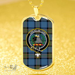 ScottishPlaid MacLaren of Broich Ancient Clan Tartan Dog Tag Necklace - Crest Classic Scottish Plaid Tartan Plaid