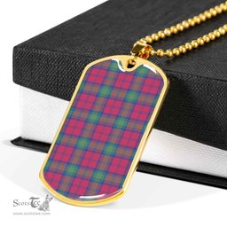Scottish Lindsay Ancient Clan Tartan Dog Tag Necklace - Classic Scottish Plaid Tartan Plaid