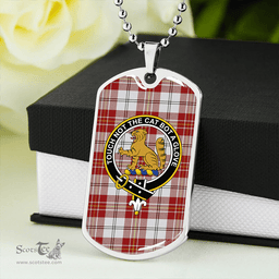 ScottishPlaid MacPherson Dress Burgundy Modern Clan Tartan Dog Tag Necklace - Crest Classic Scottish Plaid Tartan Plaid