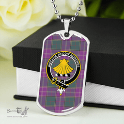 ScottishPlaid Pringle Weathered Clan Tartan Dog Tag Necklace - Crest Classic Scottish Plaid Tartan Plaid