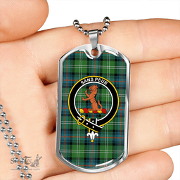 ScottishPlaid Sutherland Ancient Clan Tartan Dog Tag Necklace - Crest Classic Scottish Plaid Tartan Plaid