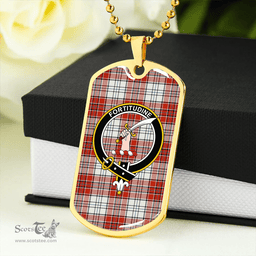 ScottishPlaid MacRae Red Dress Ancient Clan Tartan Dog Tag Necklace - Crest Classic Scottish Plaid Tartan Plaid