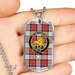 ScottishPlaid MacKellar Dress Red #2 Ancient Clan Tartan Dog Tag Necklace - Crest Classic Scottish Plaid Tartan Plaid