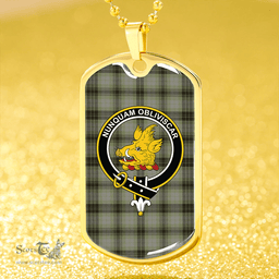 ScottishPlaid MacIver Weathered Clan Tartan Dog Tag Necklace - Crest Classic Scottish Plaid Tartan Plaid