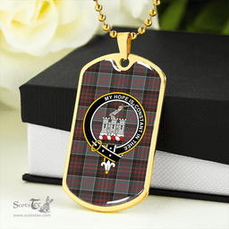 ScottishPlaid MacDonald of Clanranald #3 (Donald of Clanranald; #3) Weathered Clan Tartan Dog Tag Necklace - Crest Classic Scottish Plaid Tartan Plaid