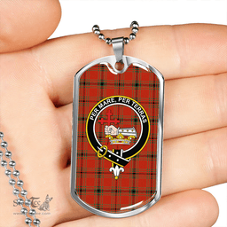 ScottishPlaid MacDonald of Belfinlay Ancient Clan Tartan Dog Tag Necklace - Crest Classic Scottish Plaid Tartan Plaid