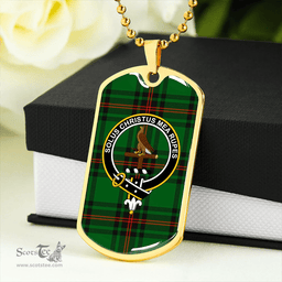 ScottishPlaid Orrock Clan Tartan Dog Tag Necklace - Crest Classic Scottish Plaid Tartan Plaid