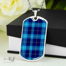 Scottish McKerrell Clan Tartan Dog Tag Necklace - Classic Scottish Plaid Tartan Plaid