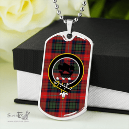 ScottishPlaid MacInroy Rattray Modern Clan Tartan Dog Tag Necklace - Crest Classic Scottish Plaid Tartan Plaid
