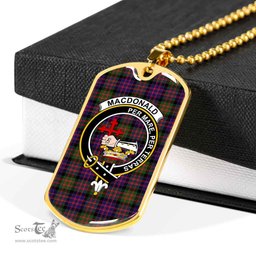 Scottish MacDonald (Clan Donald) Clan Tartan Dog Tag Necklace - Crest Classic Scottish Plaid Tartan Plaid