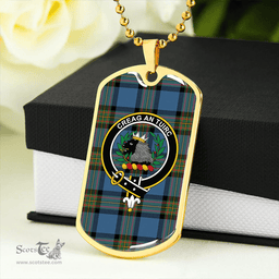 ScottishPlaid MacLaren of Broich Ancient Clan Tartan Dog Tag Necklace - Crest Classic Scottish Plaid Tartan Plaid