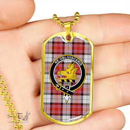 ScottishPlaid MacKellar Dress Red #2 Ancient Clan Tartan Dog Tag Necklace - Crest Classic Scottish Plaid Tartan Plaid