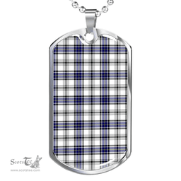 Scottish Hannay Modern Clan Tartan Dog Tag Necklace - Classic Scottish Plaid Tartan Plaid