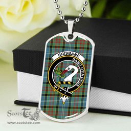 Scottish Brisbane Clan Tartan Dog Tag Necklace - Crest Classic Scottish Plaid Tartan Plaid