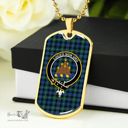 ScottishPlaid MacKenzie Hunting; Green Modern Clan Tartan Dog Tag Necklace - Crest Classic Scottish Plaid Tartan Plaid
