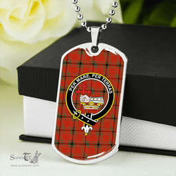 ScottishPlaid MacDonald of Belfinlay Ancient Clan Tartan Dog Tag Necklace - Crest Classic Scottish Plaid Tartan Plaid