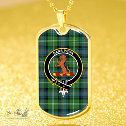 ScottishPlaid Sutherland Ancient Clan Tartan Dog Tag Necklace - Crest Classic Scottish Plaid Tartan Plaid