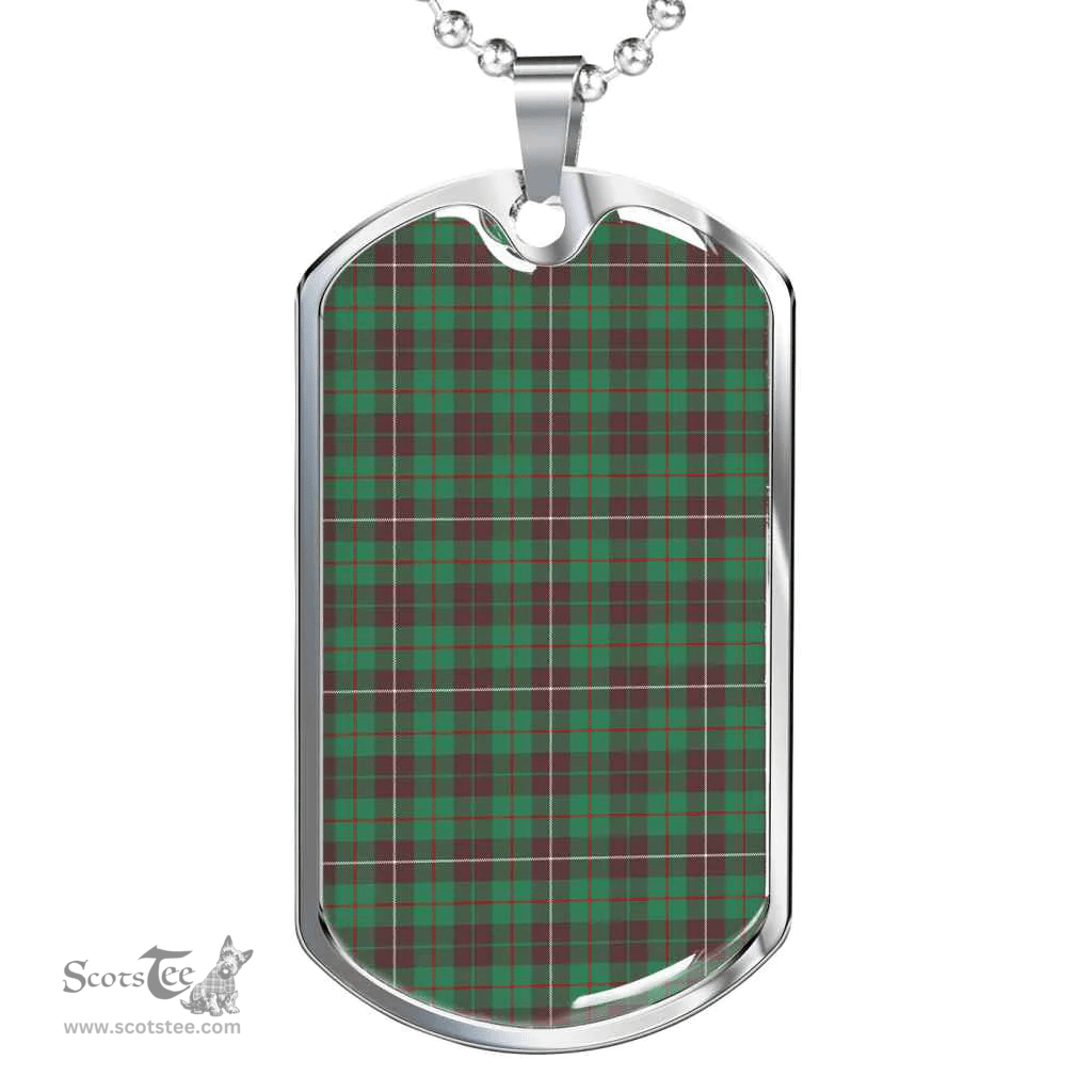 Scottish MacKinnon Hunting Ancient Clan Tartan Dog Tag Necklace - Classic Scottish Plaid Tartan Plaid