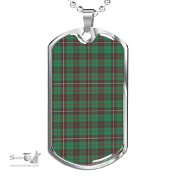 Scottish MacKinnon Hunting Ancient Clan Tartan Dog Tag Necklace - Classic Scottish Plaid Tartan Plaid