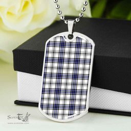 Scottish Hannay Modern Clan Tartan Dog Tag Necklace - Classic Scottish Plaid Tartan Plaid