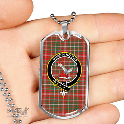 ScottishPlaid MacDougall #2 Modern Clan Tartan Dog Tag Necklace - Crest Classic Scottish Plaid Tartan Plaid