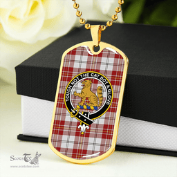 ScottishPlaid MacPherson Dress Burgundy Modern Clan Tartan Dog Tag Necklace - Crest Classic Scottish Plaid Tartan Plaid
