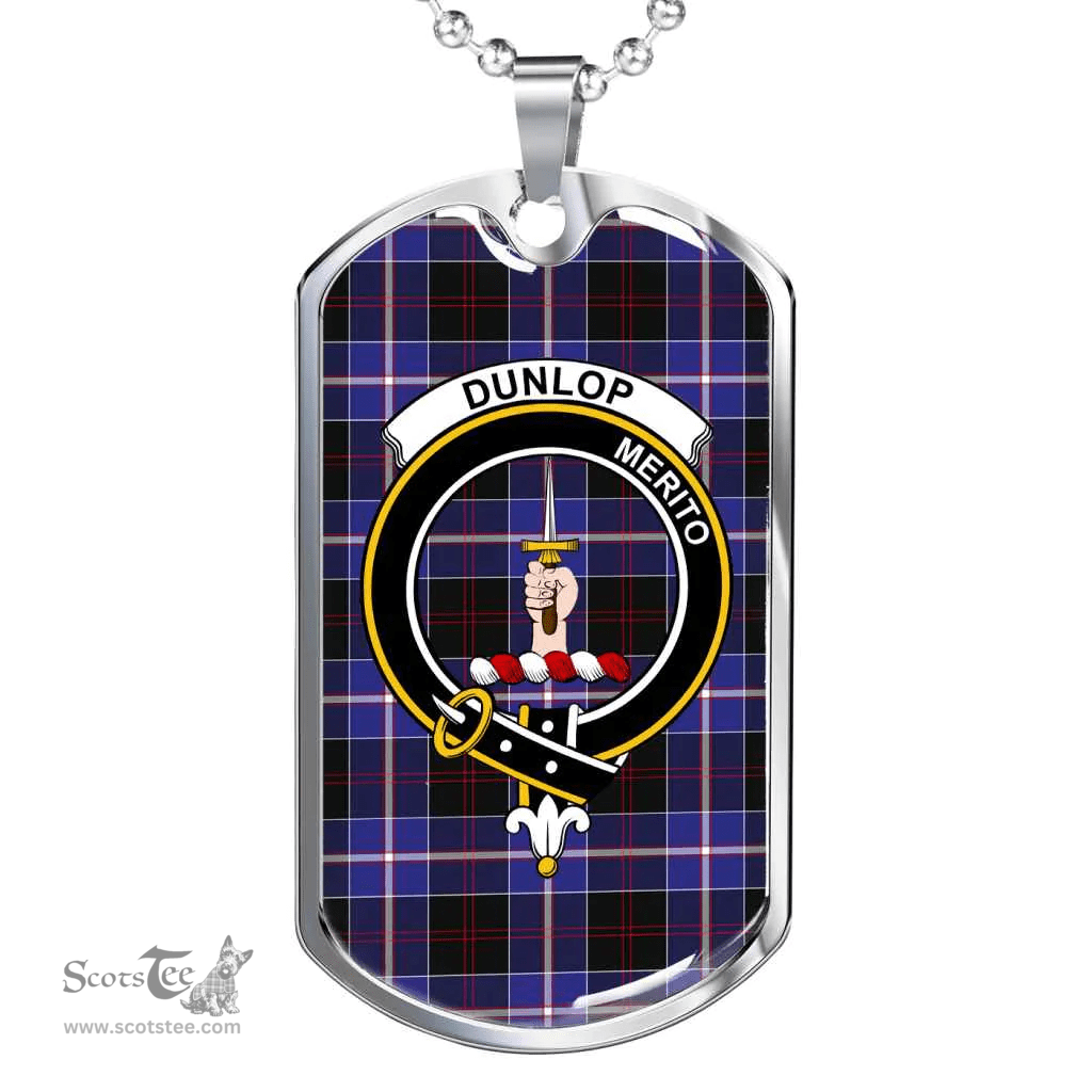Scottish Dunlop Clan Tartan Dog Tag Necklace - Crest Classic Scottish Plaid Tartan Plaid