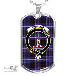 Scottish Dunlop Clan Tartan Dog Tag Necklace - Crest Classic Scottish Plaid Tartan Plaid