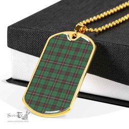 Scottish MacKinnon Hunting Ancient Clan Tartan Dog Tag Necklace - Classic Scottish Plaid Tartan Plaid