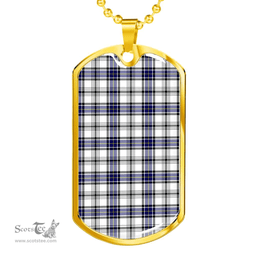 Scottish Hannay Modern Clan Tartan Dog Tag Necklace - Classic Scottish Plaid Tartan Plaid