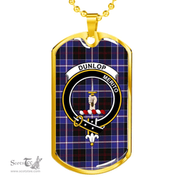 Scottish Dunlop Clan Tartan Dog Tag Necklace - Crest Classic Scottish Plaid Tartan Plaid