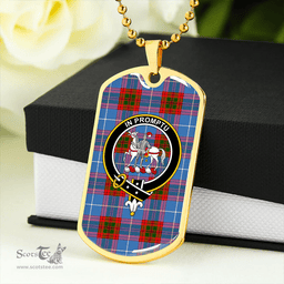 ScottishPlaid Trotter Clan Tartan Dog Tag Necklace - Crest Classic Scottish Plaid Tartan Plaid