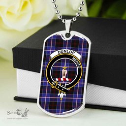 Scottish Dunlop Clan Tartan Dog Tag Necklace - Crest Classic Scottish Plaid Tartan Plaid